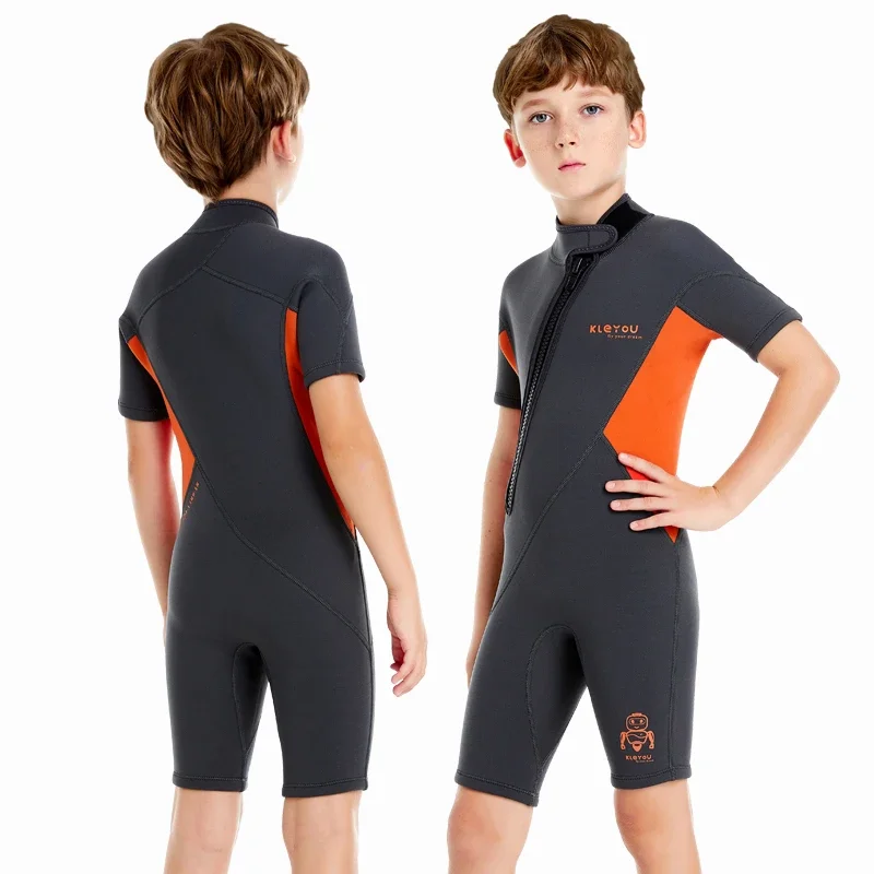 Traje de buceo de neopreno corto para niños y niñas, traje de baño térmico para surfear, traje de baño grueso, trajes húmedos para niños, 2mm