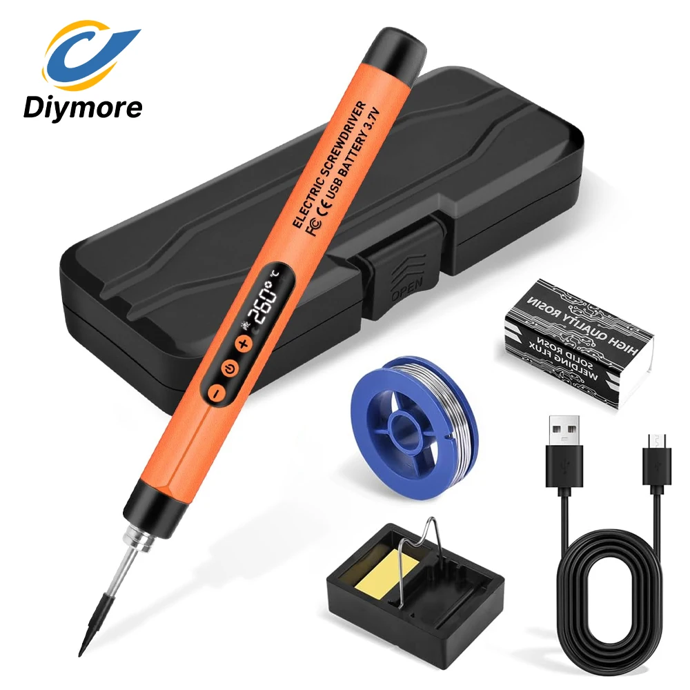 Mini Cordless Iron Kit USB Rechargeable Portable Cordless Soldering Iron LCD Digital for Home Appliance Repair Welding Iron Tool