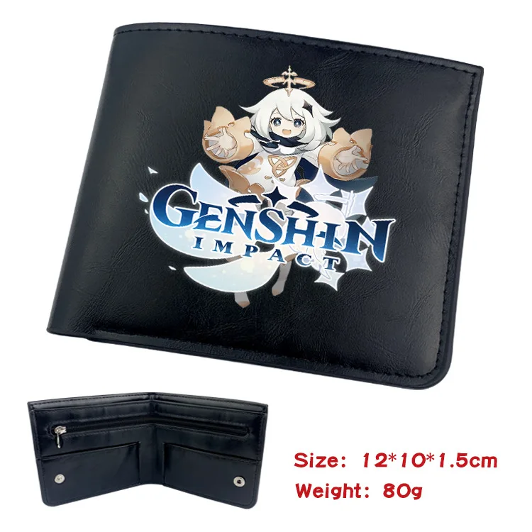 Genshin Impact Animation Derivative Portable Folding Wallet Short Coin Purse with Card Holder