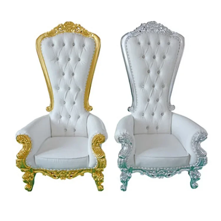 Princess Inspired Wedding Armchair Rubber Wooden Genuine Leaher Backrest High Chairs Luxurious Living Room Economically