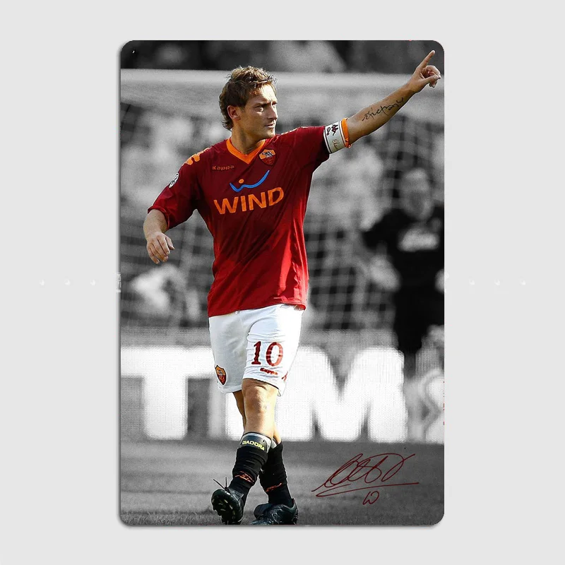 Francesco Totti Football Player Poster Metal Sign Italy Football Club Tin Custom Bar Indoor Home Wall Decor Room Decor