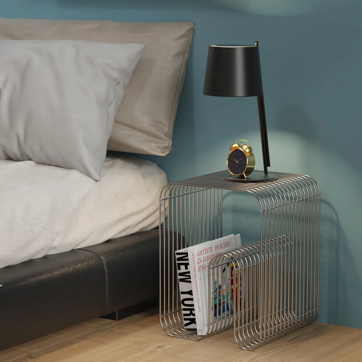 Vintage Style Creative Iron Side Table, Metal Magazine and Newspaper Rack, Storage Shelf, Sofa Side Table, Small Tea Table image 6