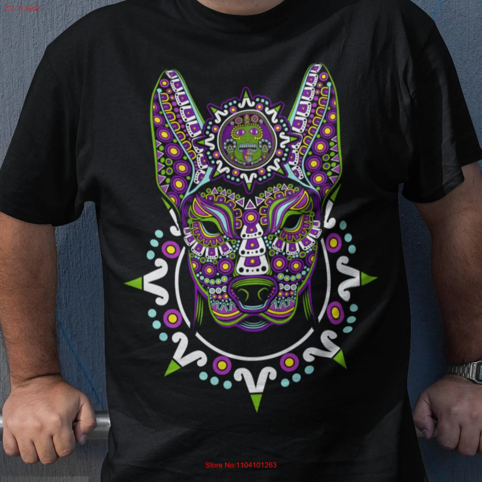 Xoloitzcuintli mexican T Shirt huichol art aztec print xolo day of the dead men mexico shirts artesanias mexicanas