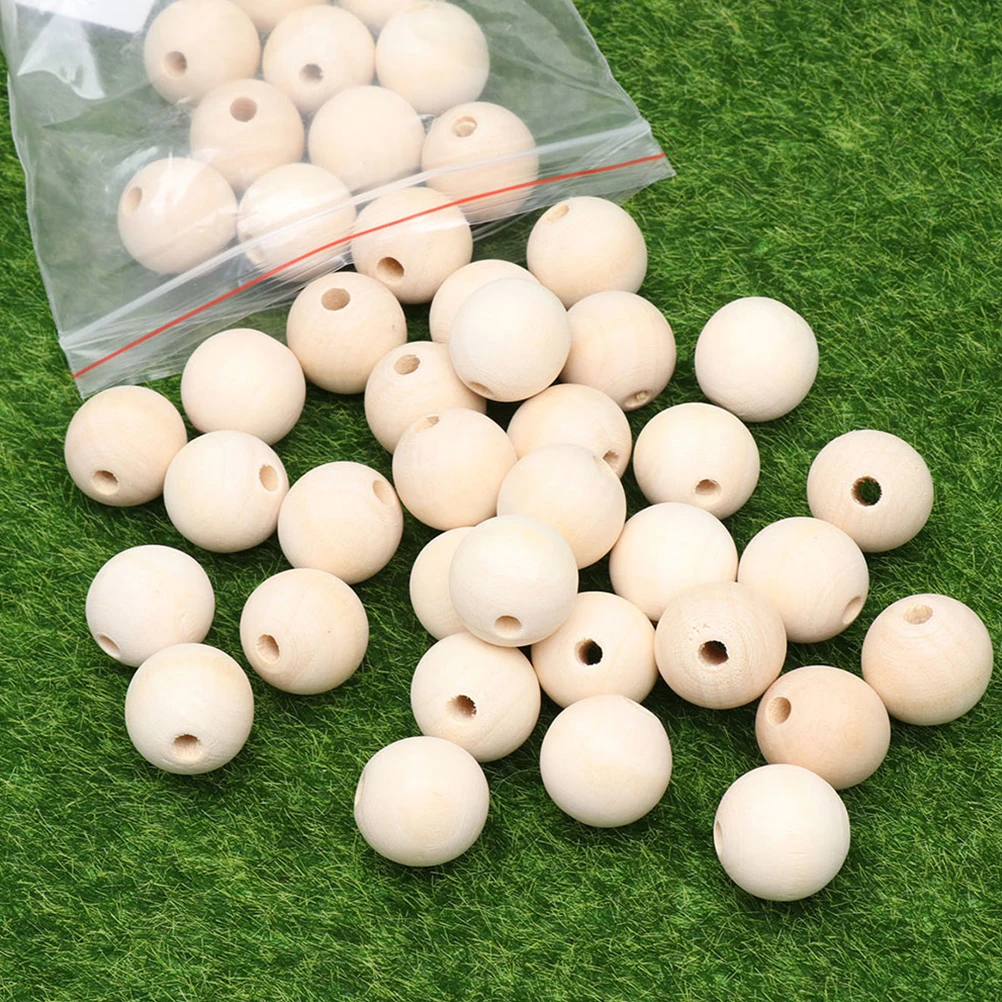 

50pcs Wood Spacer Unfinished Round Loose Beads for DIY Crafts Home Decor Necklaces Bracelets Sewing Accessories Wooden Beads