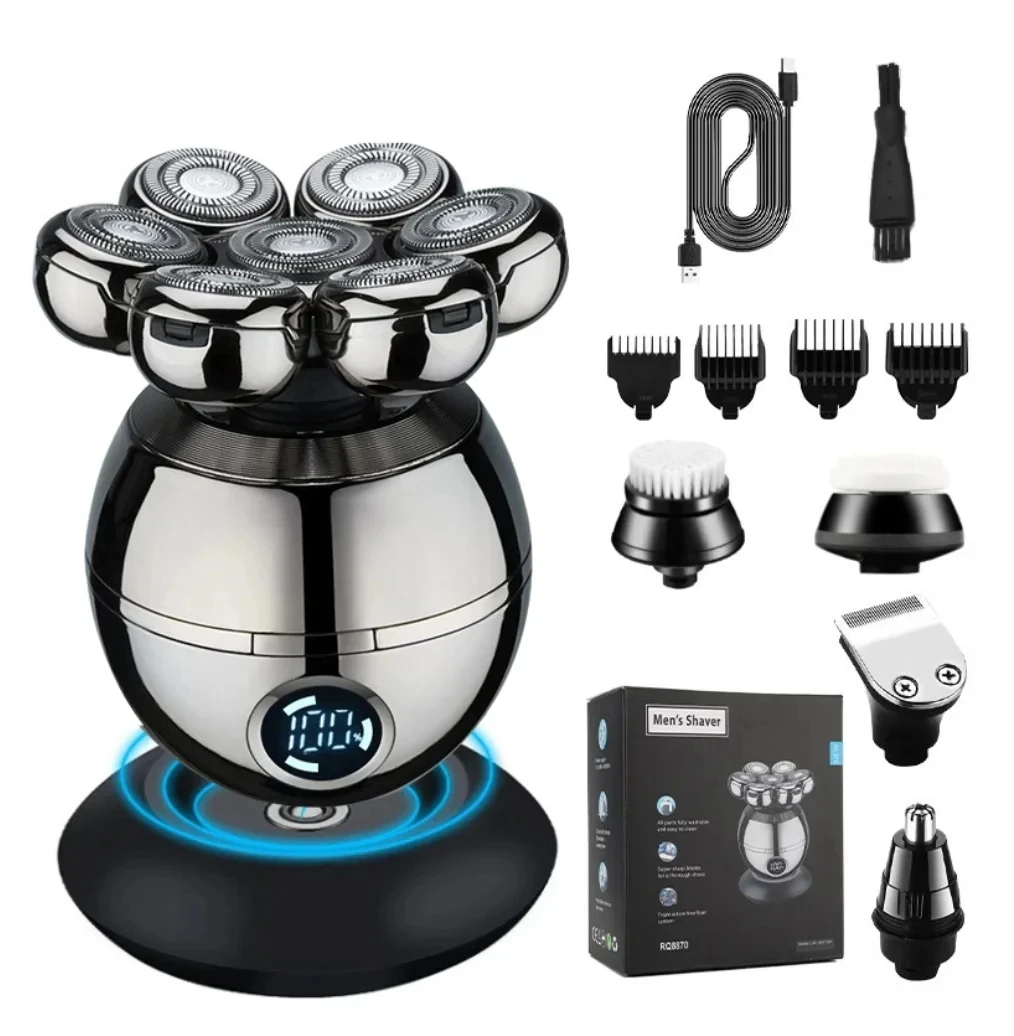 Electric Shaver 7D Floating Cutter Head Base Charging Portable Men Beard Trimmer Clipper Skull Shaver Waterproof Shaving image 5