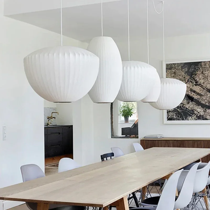 اليابانية وابي سابي الأبيض الاستدارة الحرير LED مُثبتة في السقف أضواء الرجعية مطعم غرفة المعيشة غرفة نوم المطبخ E27 مصباح معلق #6