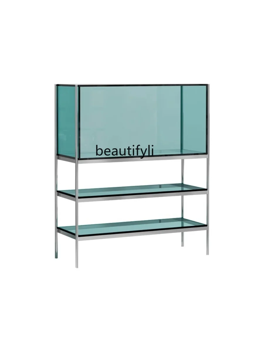 

Acrylic Storage Rack Sofa Side Cabinet Metal Floor Showing Stand Living Room Small Transparent Storage Rack furniture