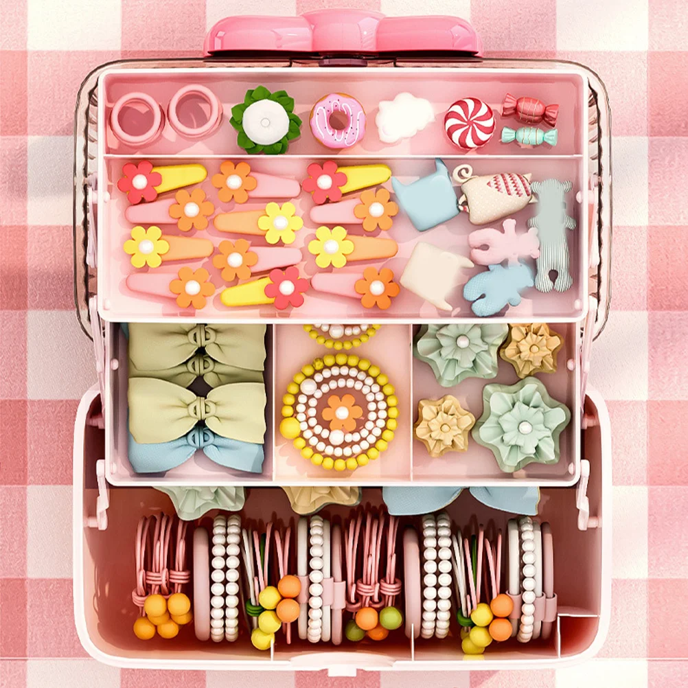 

Portable Jewelry Storage Box Butterfly Bow Decor Hair Accessories ganizer for Girls Lightweight Travel Home Use