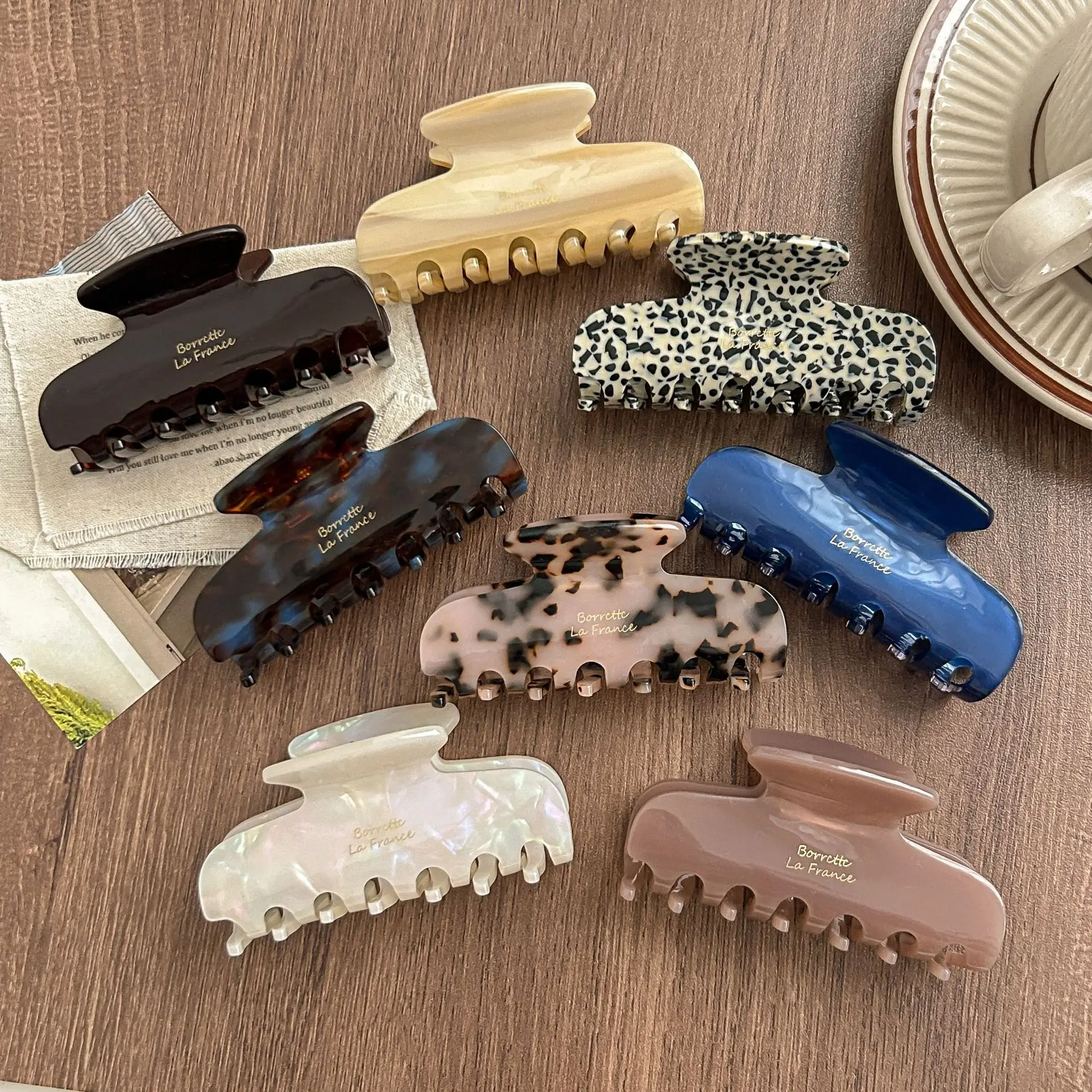 Vintage Leopard Acetate Hair Claw Medium Size Rectangle Dragon Shark Clip Hair Clamps Grab Women Hair Accessories Hair Clips