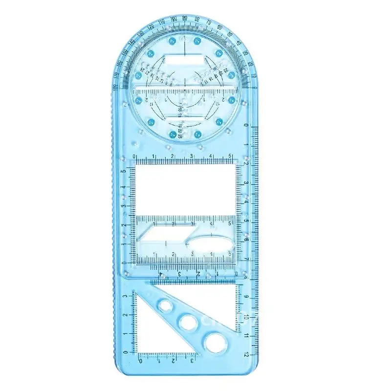 Règle géométrique multifonctionnelle pour étudiants, outil de mesure, modèle de dessin géométrique, fournitures scolaires et de bureau