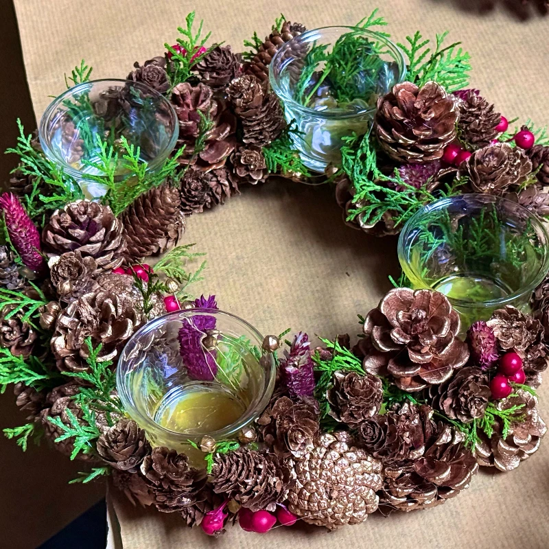 

Christmas Decorations Handmade Artificial Flowers White Garlands Christmas Wreath Candle Holders Halloween Decoration Home Decor