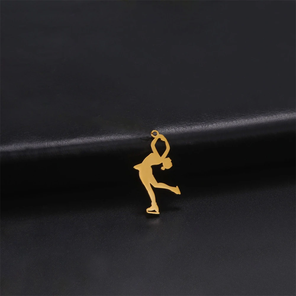 5pcs/Lot Stainless Steel Charms Figure Skating Sprots Charm For Jewelry Making Wholesale Diy Women Necklace Pendants Findings