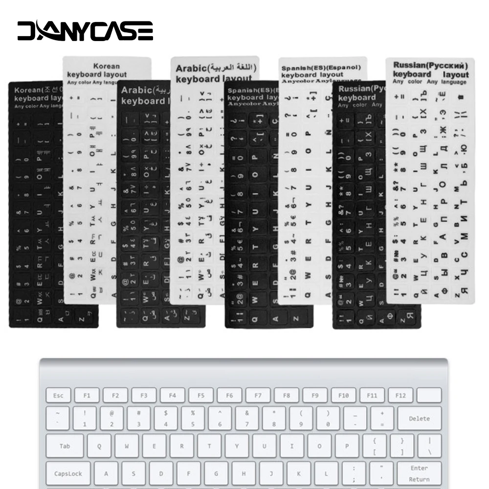 Russian French English Arabic Spanish Portuguese Hebrew Keyboard Stickers Letter Alphabet Layout Sticker For Laptop Desktop PC