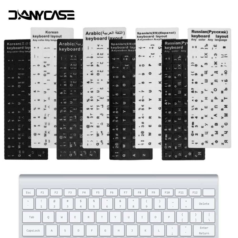  Russian French English Arabic Spanish Portuguese Hebrew Keyboard Stickers Letter Alphabet Layout Sticker For Laptop Desktop PC 
