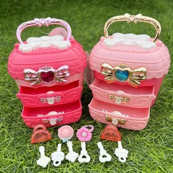 Girls Princess Treasure Hunt Magic Box Key Unlocking Toys Cartoon Pink Bow Jewelry Box Girls Play House Toys Birthday Gifts