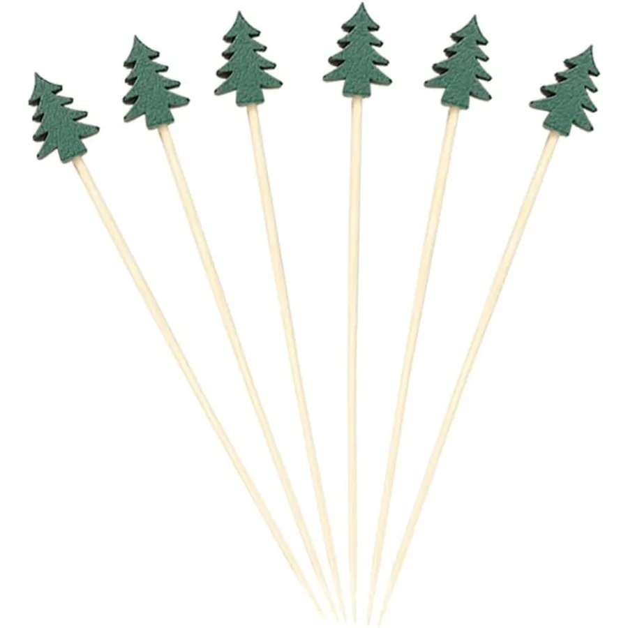 

100 Pcs Christmas Cocktail Picks Sticks Fancy Toothpicks rative ewers Xmas Party Picks for Appetizers Drinks Fruits Food Garnis