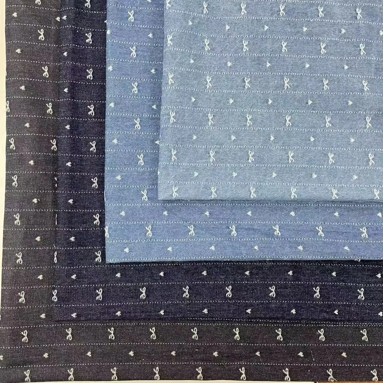 قماش الدنيم مع القلب والقوس الجاكار سميكة غسلها الدنيم لخياطة فساتين ملابس خارجية أكياس السراويل أكياس القبعات DIY بها بنفسك قماش الدنيم #1