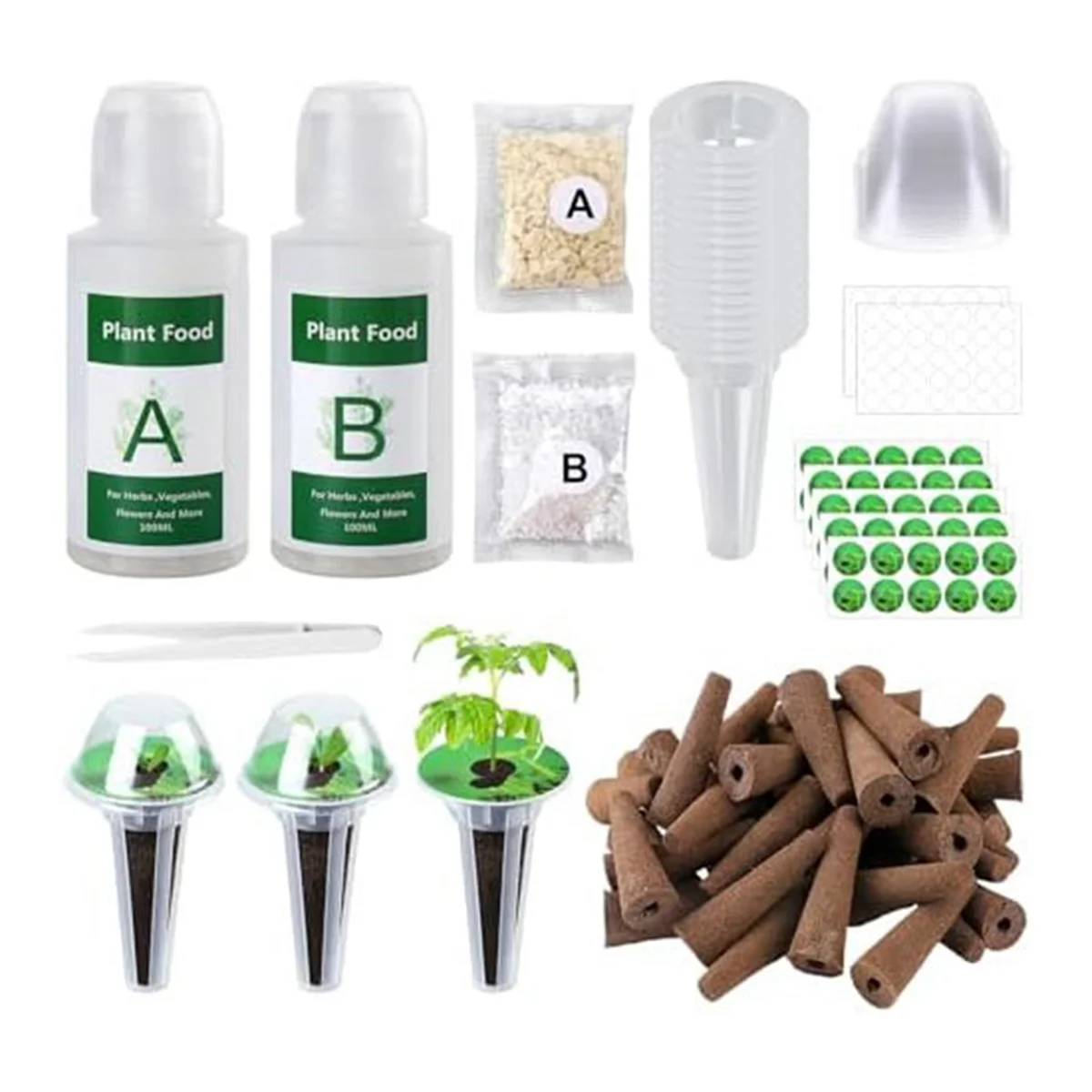 Hydroponic Pod Grow Sponge Germination Kit for Grow Anything with Plant Food, Grow Sponges, Plant Baskets