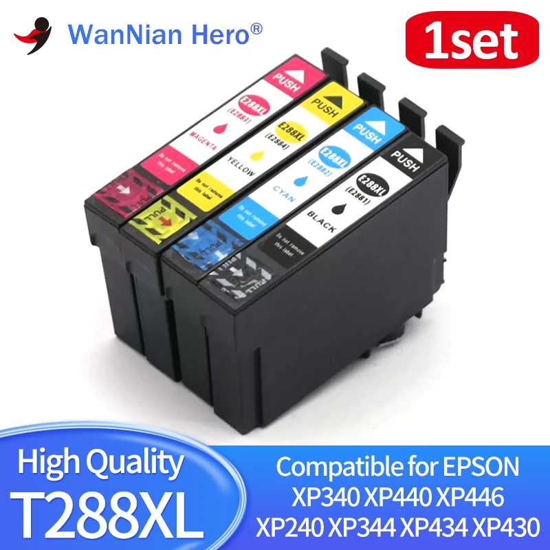 4Color 1set T288 XL T288XL Ink Cartridge Compatible for Epson XP340 XP440 XP446 XP240 XP344 XP434 XP430 Printer Ink Cartridge