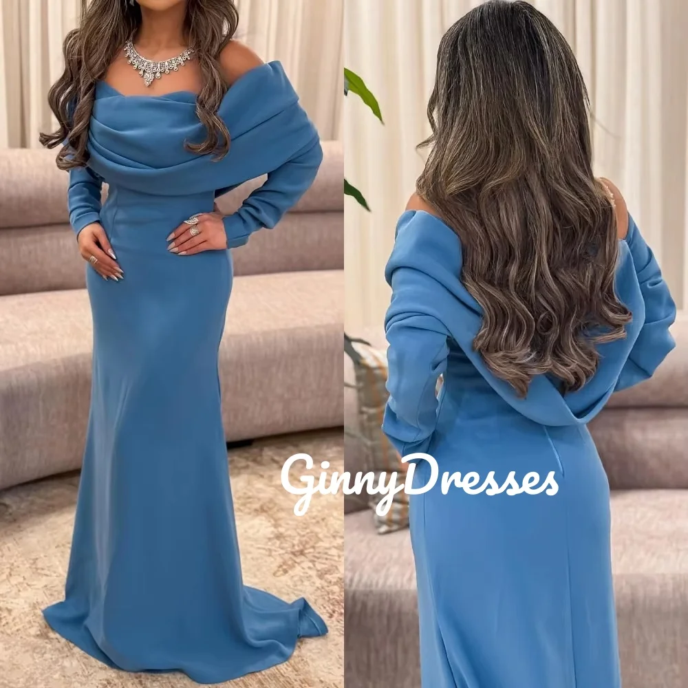Ball-Gown Customize Mermaid Off-The-Shoulder Long Sleeves Floor-Length Elegant Party Dresses For Women Ruffle Cocktail Dresses