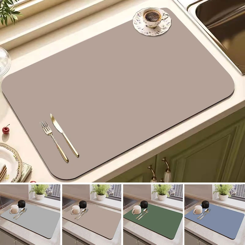 Solid Color Dinner Table Plate Mat Super-absorbent Kitchen Drain Mat Nordic Style Bathroom Toilet Quick Drying Mat Rug Anti-slip