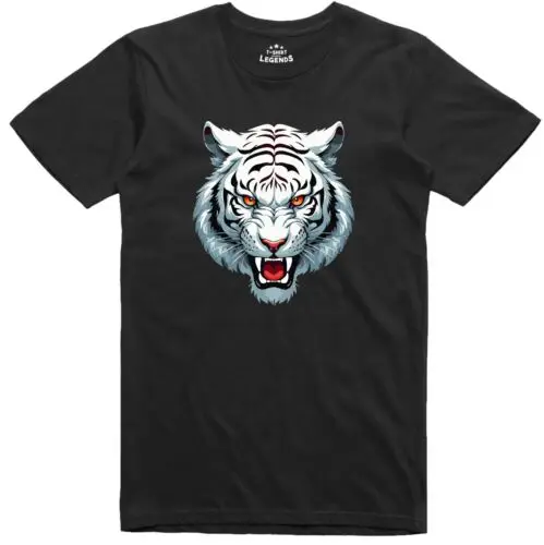 Hommes T Shirt Imprimé Tigre Coupe Standard 100% Coton T-Shirt