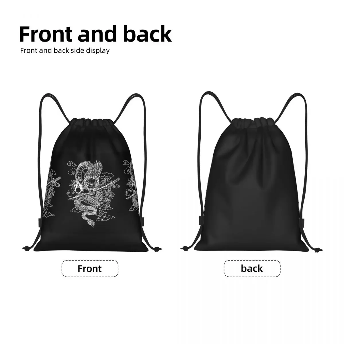 Dragon Drawstring Backpack Women Men Gym Sport Sackpack Foldable Japanese Oriental Mythical Training Bag Sack