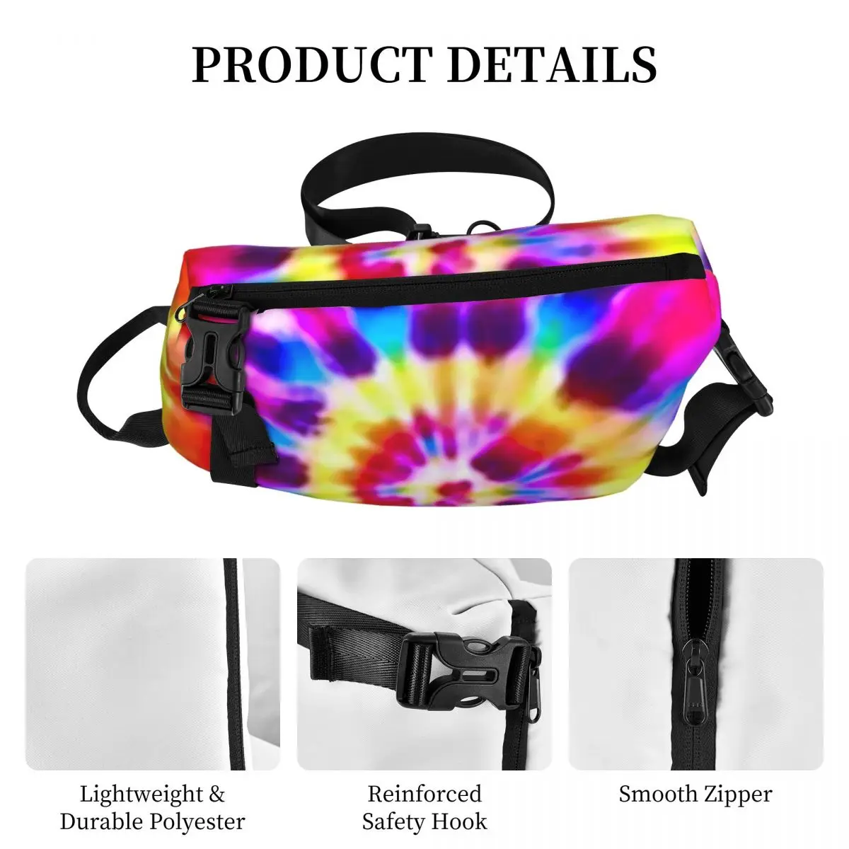 Rainbow Tie Dye torby na ramię Psychedelic Supernova fajna torba na klatkę piersiowa Unisex Camping wędkarska torba ze sznurkiem biznes drukuj małe torby