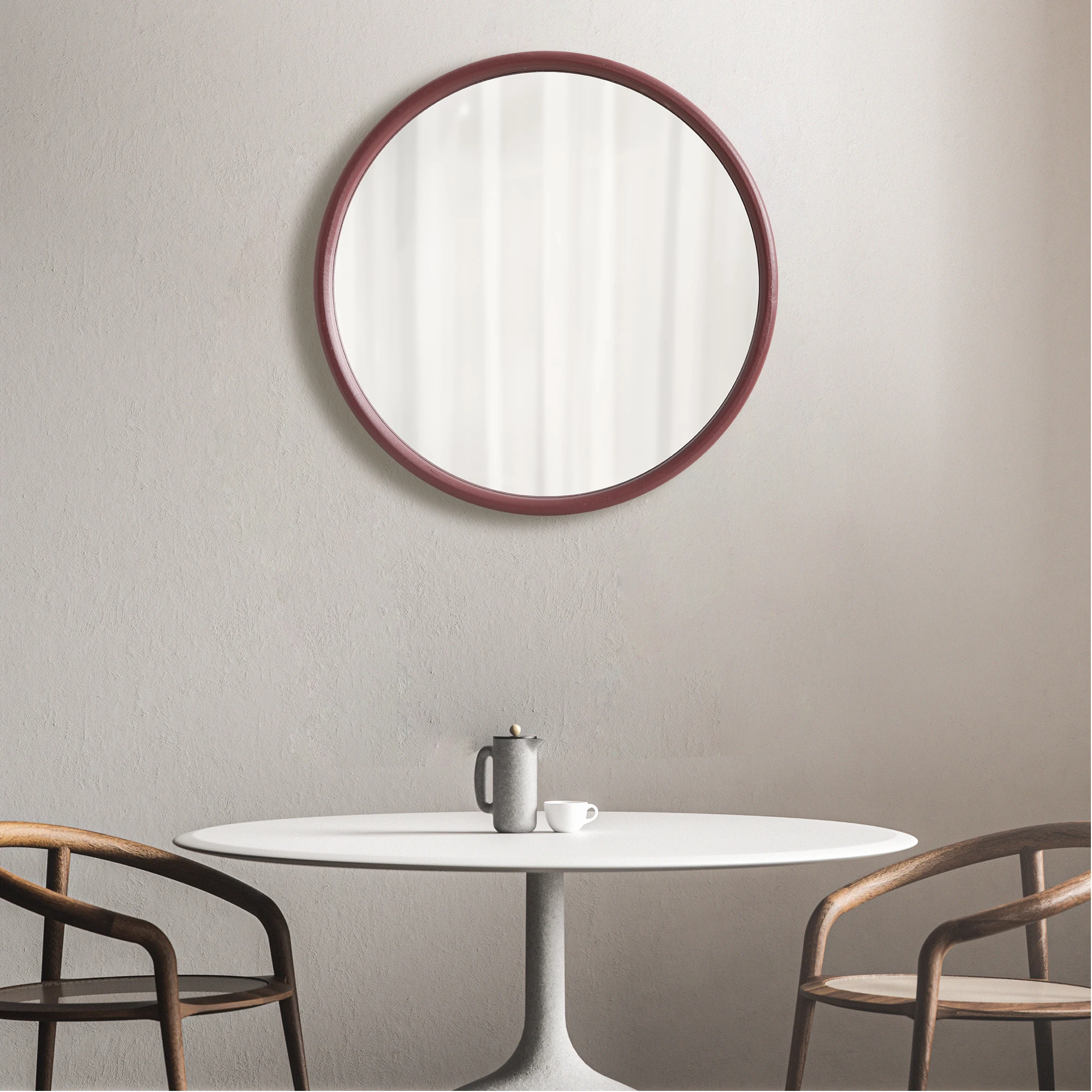 Wall Mounted Makeup Mirror 40cm X 40cm Irregular Design with Wooden Frame Window Decorative Bathroom Vanity Mirror view 5