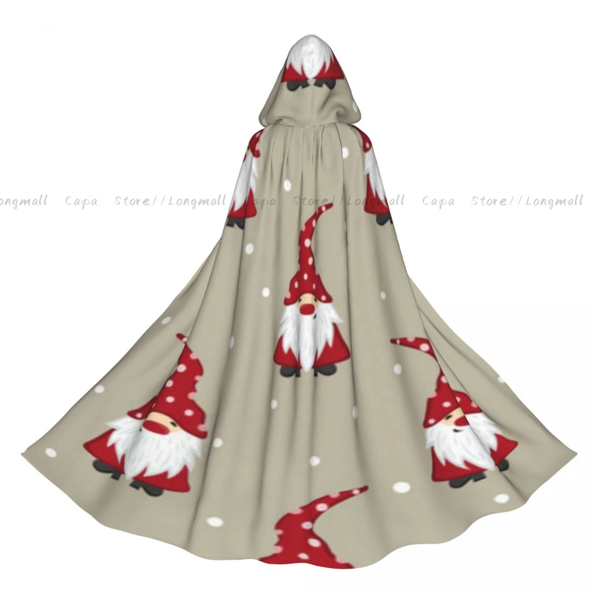 Christmas Gnomes Design Hooded Cloak Coat Halloween Cosplay Costume Vampire Devil Wizard Cape Gown Party