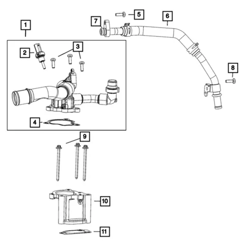 A87D-Engine Coolant Thermostat Housing 05048424AD 05048424AC 05048424AB For Jeep Wrangler 2018-2023