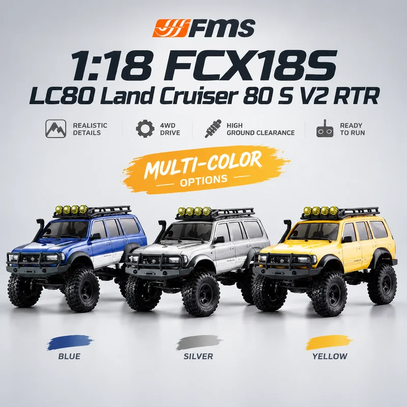 FMS 1:18 FCX18S LC80 Land Cruiser 80 S V2 RTR 4WD RC Remote Control Electric Simulation Car Model