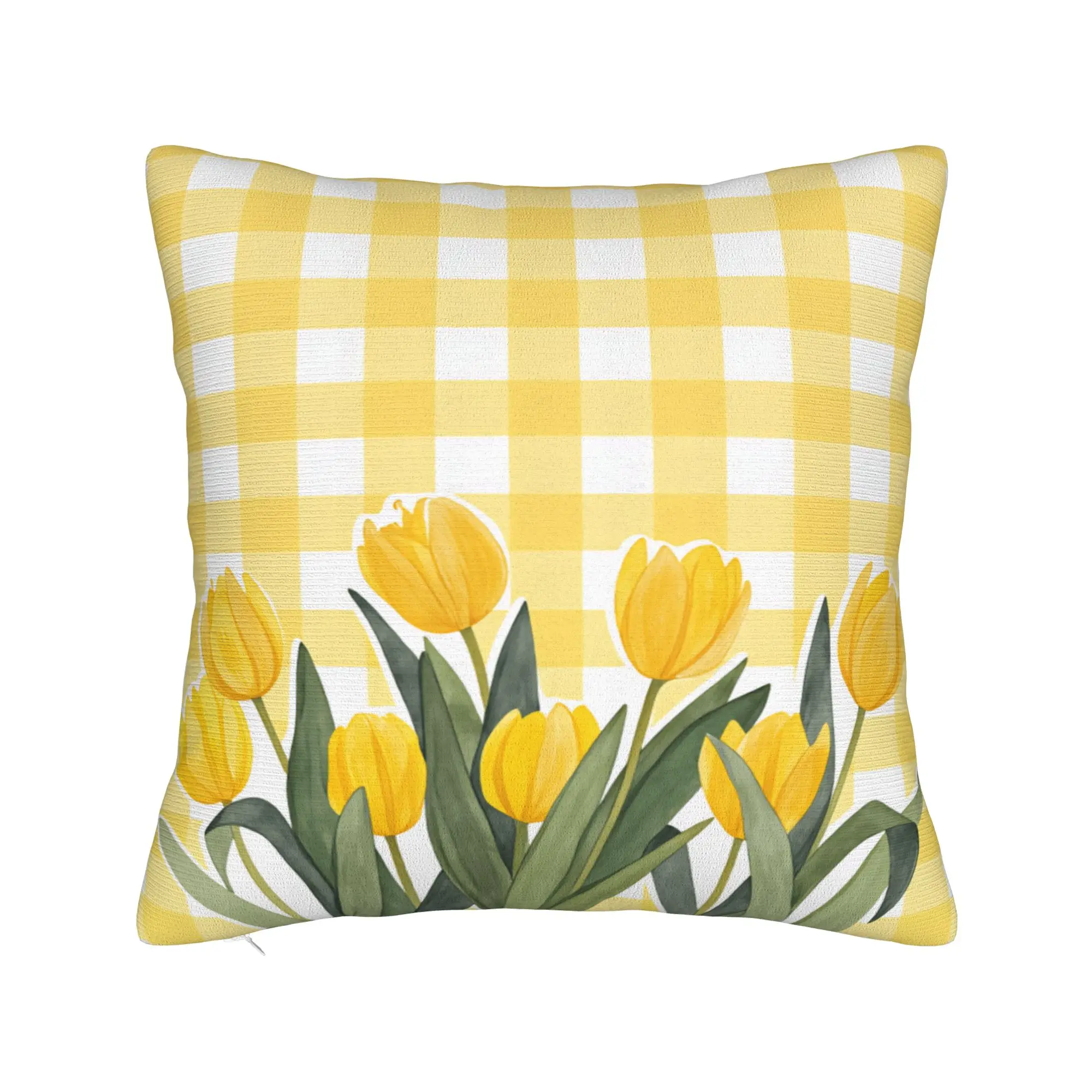Yellow Tulip Bicycle And Hello Sunshine Pillowcases  Retro Trendy Pillow Case For Sofa Bedroom Home Decor Comfy Pillow Cover