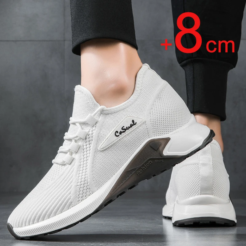 

Men's Elevator Shoes Spring Summer 8CM Invisible Heightening Shoes for Men Sports Lift Shoes Man Height Increasing White Shoes