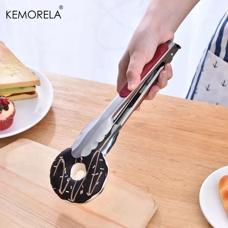 Kitchen Utensils Silicone Barbecue Tongs Cookware Bbq Small Tools Cooking Salad  Bread Serving Tongs Stainless Steel Tools Clip