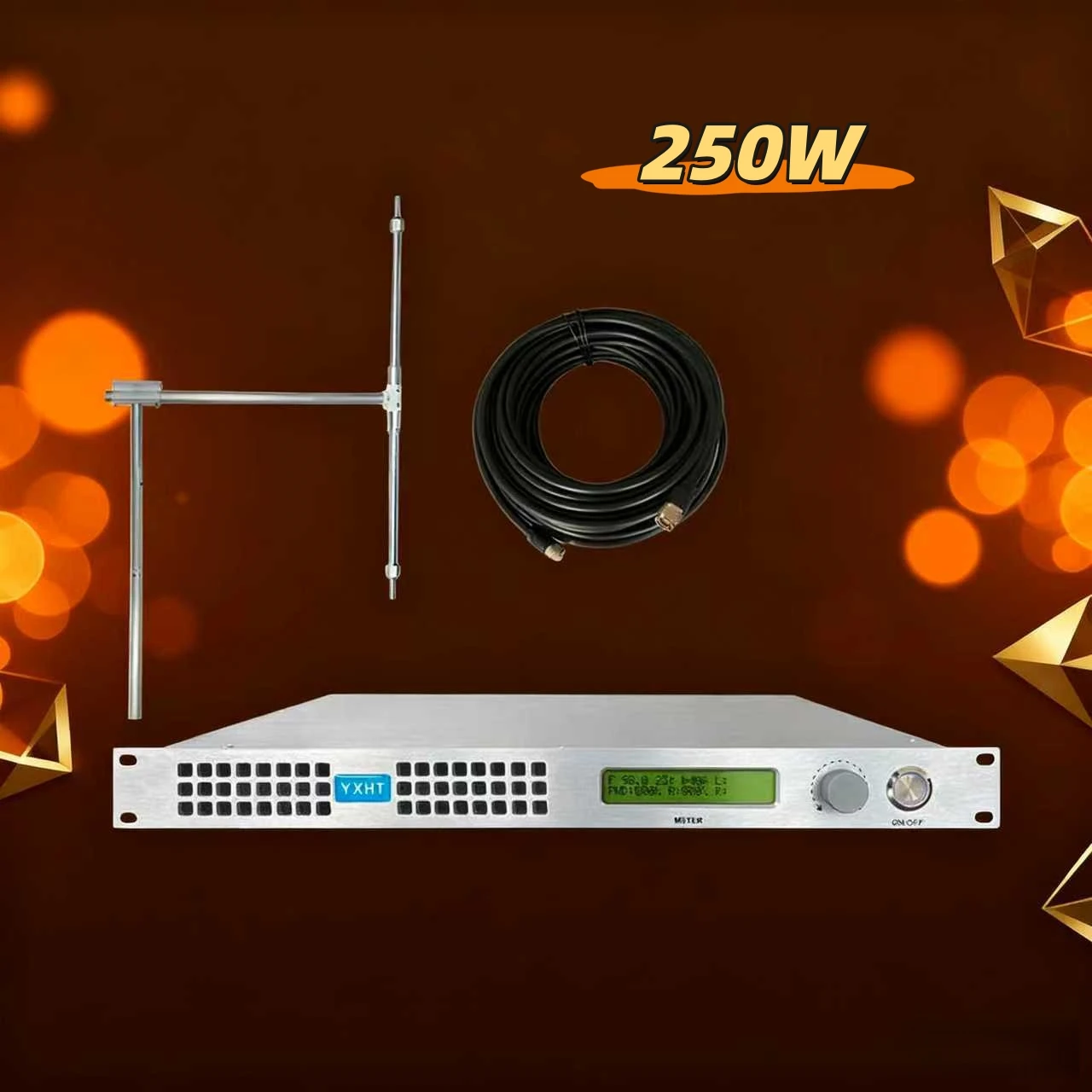 

110V & 220V Compatible YXHT-250W FM Transmitter Kit, Smart Temperature Control for School, Community, Train Station Hall