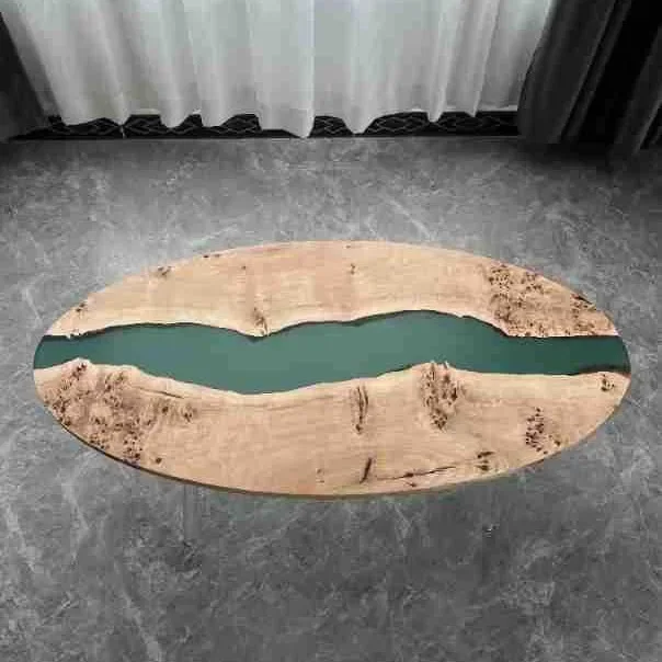 Manufacturer's supply Resin edge few Resin coffee table Poplar wood  edge few Art edge few Glacier tea table