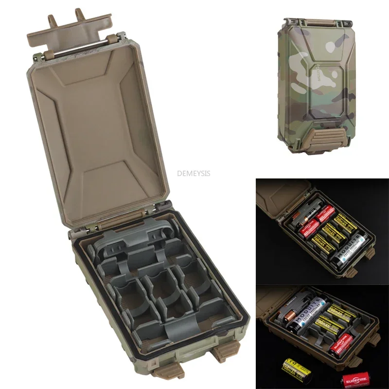 Tactical Battery Storage Box Waterproof MOLLE Hunting Shooting Sports Modular Battey Case for CR2032 AAA 18650 18350 CR123A