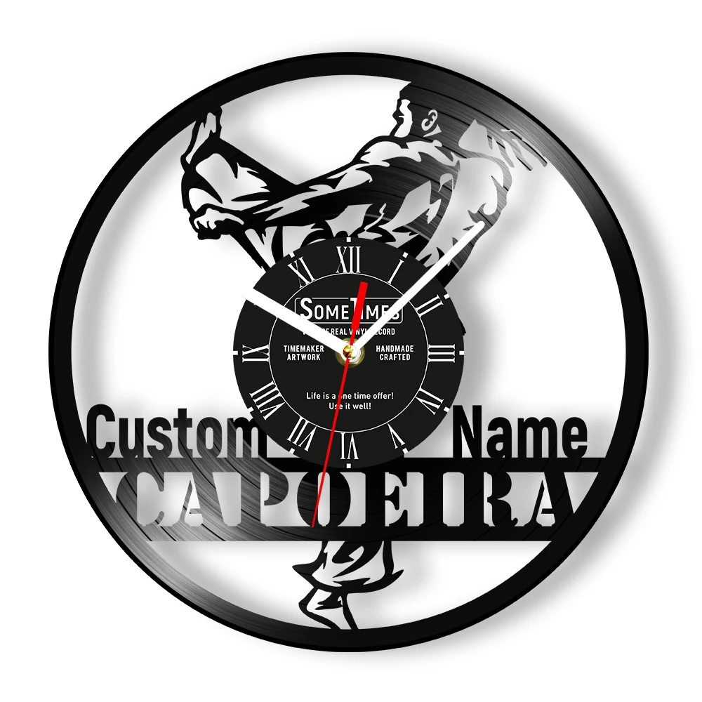 Brazilian Folk Traditional Capoeira Custom Vinyl Record Wall Clock Brazil Martial Art Home Decor Customizable Text Dancing Clock