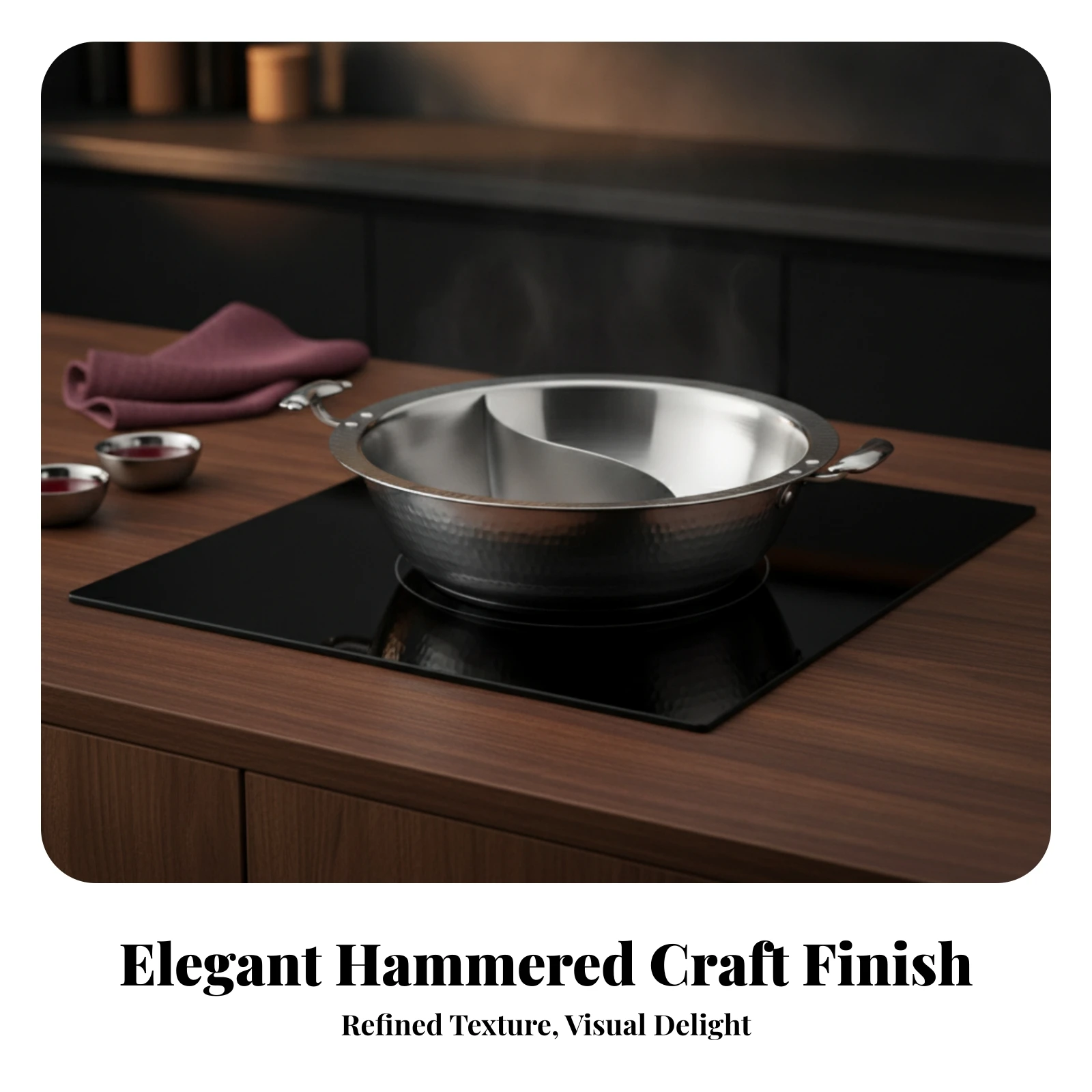 Yin-Yang Hot Pot Gas Cooktop Safe Two-Broth-Compartment Hot Pot Induction Compatible Loop Handles
