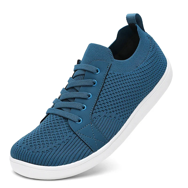 Simple Wide Footed Men's and Women Universal Mesh Breathable Sports Shoes Lightweight Soft Sole Zero Drop Sole Casual Flat Shoes
