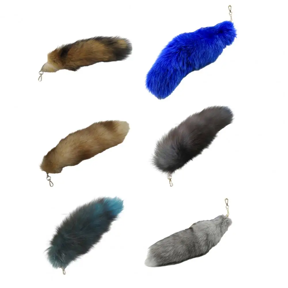 إكسسوارات تنكرية كبيرة الحجم، سلسلة مفاتيح على شكل ذيل الثعلب المقلد لحقائب الظهر، زخرفة ساحرة إضافية للحفلات التنكرية، سهلة التركيب على الثعلب