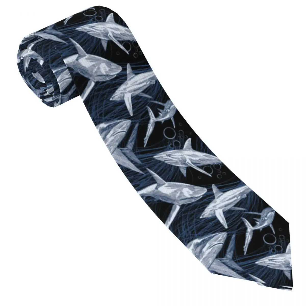 Mens Tie New Shark Line Neck Ties Sea Life Retro Casual Collar Tie Pattern Wedding Party Quality Necktie Accessories