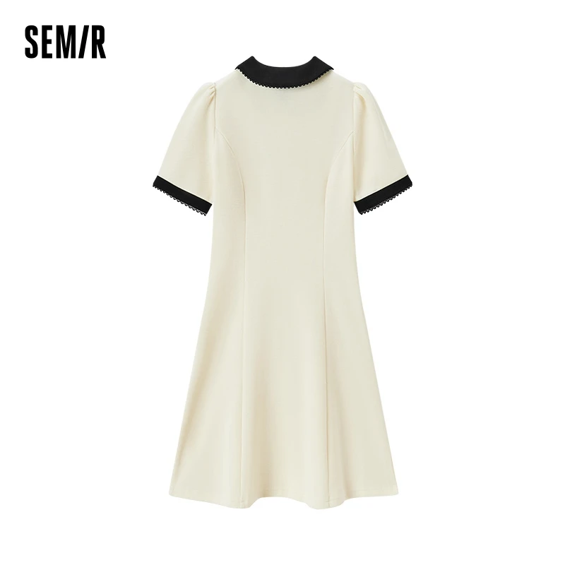 Semir Women Dresses Embroidered Polo Dress 2024 New Arrival Elegant Summer Dress Color-Blocking Floral Dresses Female