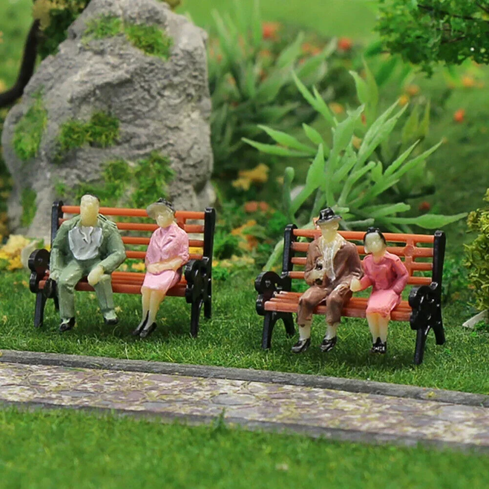 12Pcs Miniatures Model Train 1:50 Scale Bench Chair Settee Street Park Layout Plastic Crafts For Home Decor Kids Toys