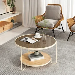 Mesa de centro de vidrio templado para sala de estar, mueble minimalista Simple de doble capa para sofá, mesa lateral de lujo nórdico, Changhong, muebles para el hogar