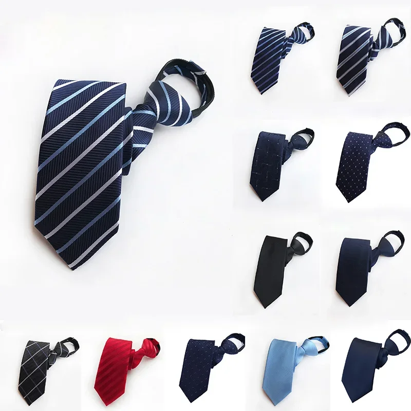 

24 Color 8cm Men Tie Lazy Necktie Easy Zipper Uniform Group Security Dress Up Business Professional Corbatas Gift Accessories