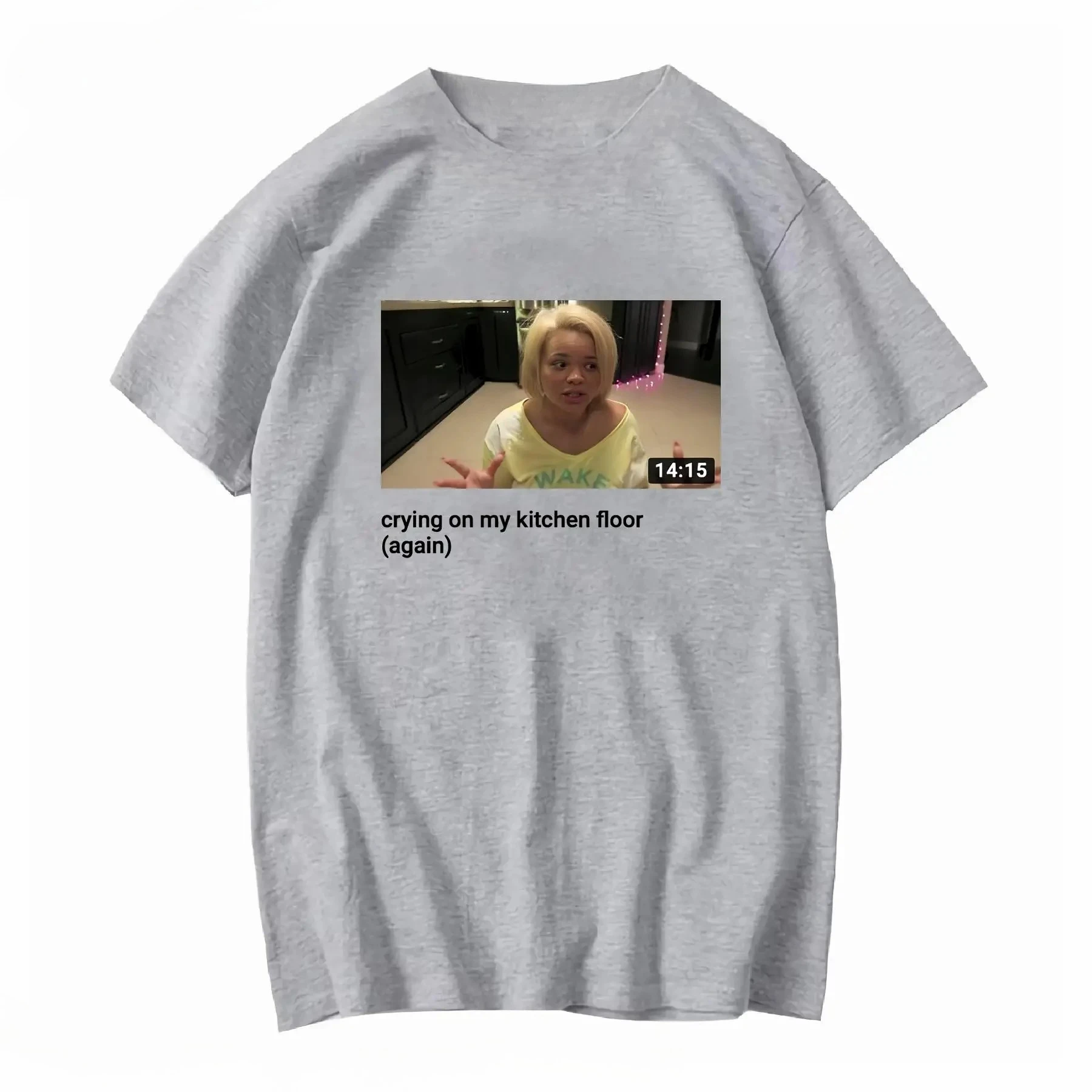 Women's Clothing Iconic Trisha Pastas YouTube Video Crying on Kitchen Floor Short Sleeves Vintage Homme Y2k Unisex Sale Tops