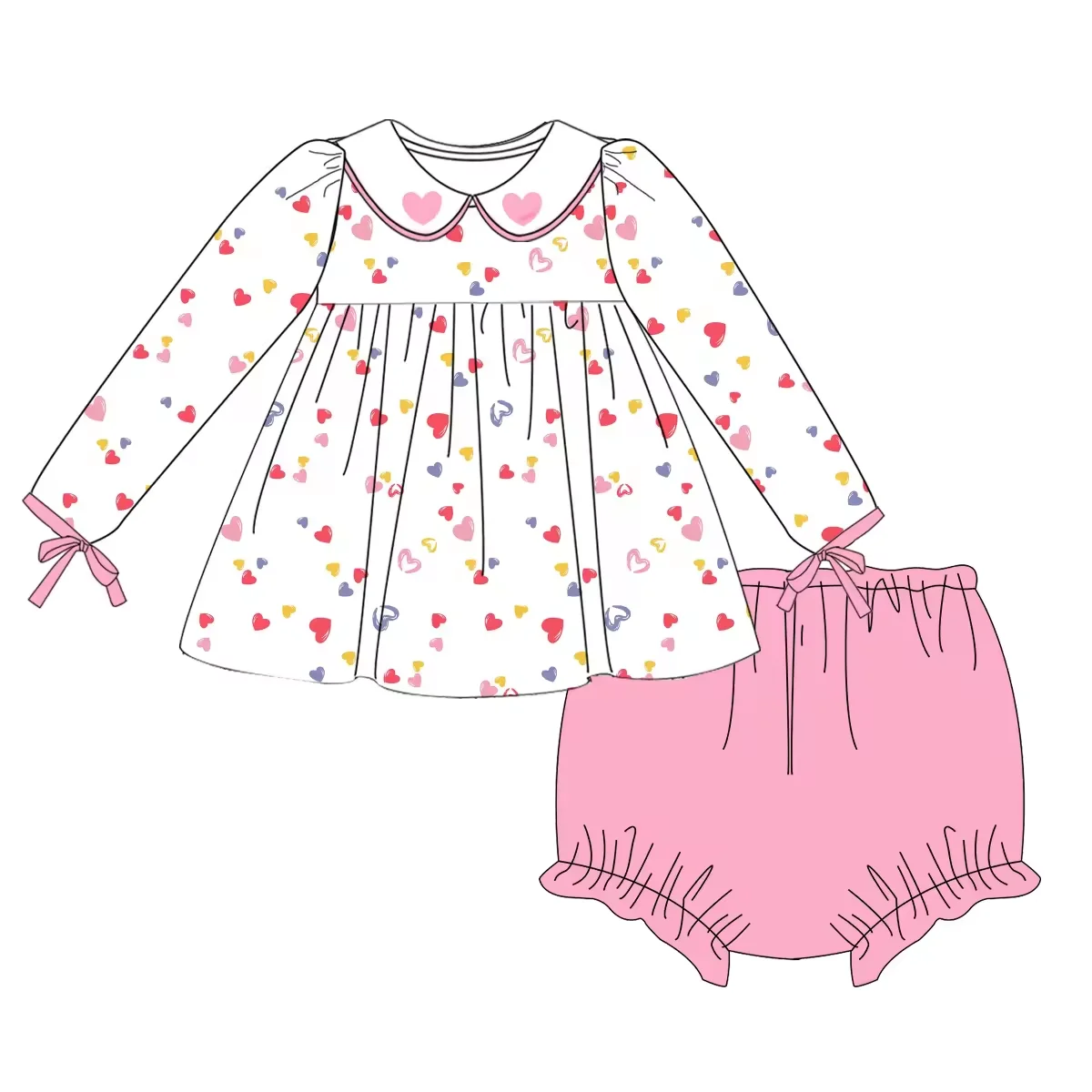 

Boutique Kids Valentine's Day Clothes Cute Toddler Girl Dresses Heart Print Baby Bubble Romper