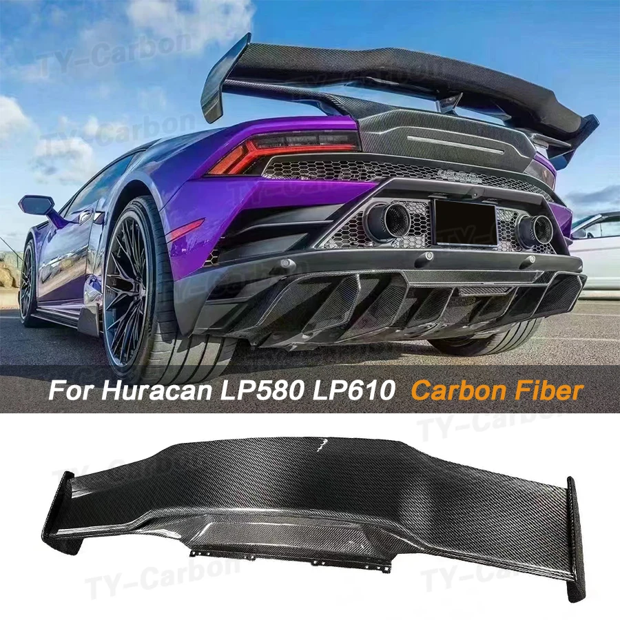 V نمط الخلفي الجذع بطة المفسد الجناح الخلفي سبويلر غطاء صندوق السيارة لامبورغيني هوراكان LP580 LP610 EVO 2014 + جناح سبويلر خلفي